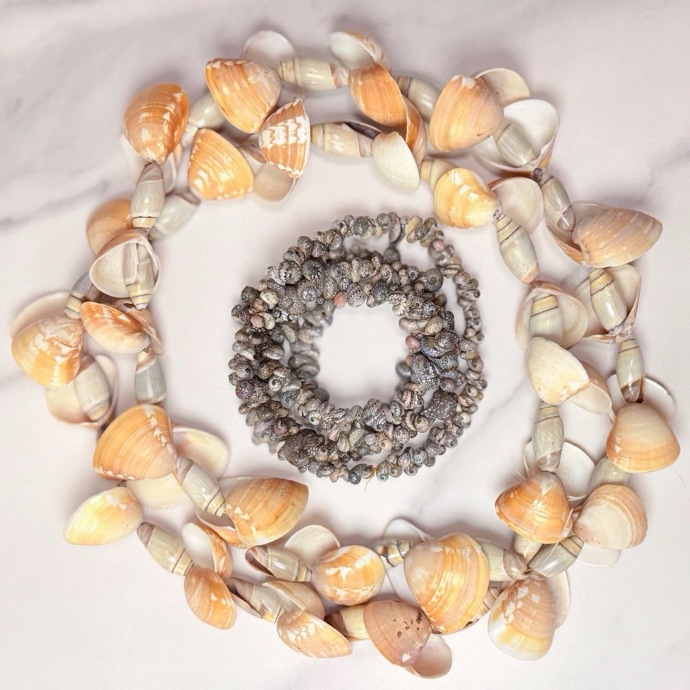 💕2/$30 Vintage Shell Necklace Lot Natural Shell Boho Beach Coastal Statement